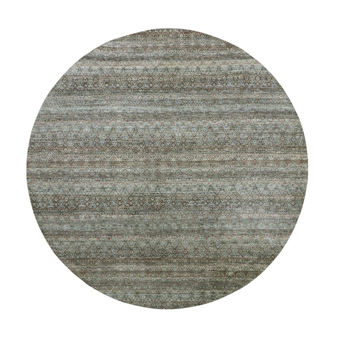 Hand knotted wool rug gray geometric design small round kohinoor (1 of 11)