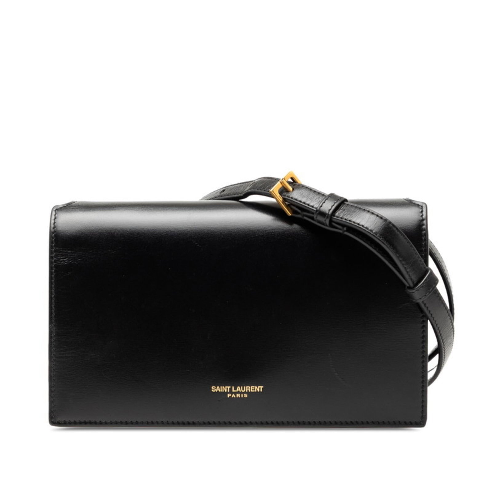 Shoulder bag leather from Saint Laurent: Shoulder bag leather from Saint Laurent Black leather shoulder bag from Saint Laurent, measuring 11.5cm x 18.5cm x 2.5cm in size. This sleek and compact bag features high-quality leather construction,