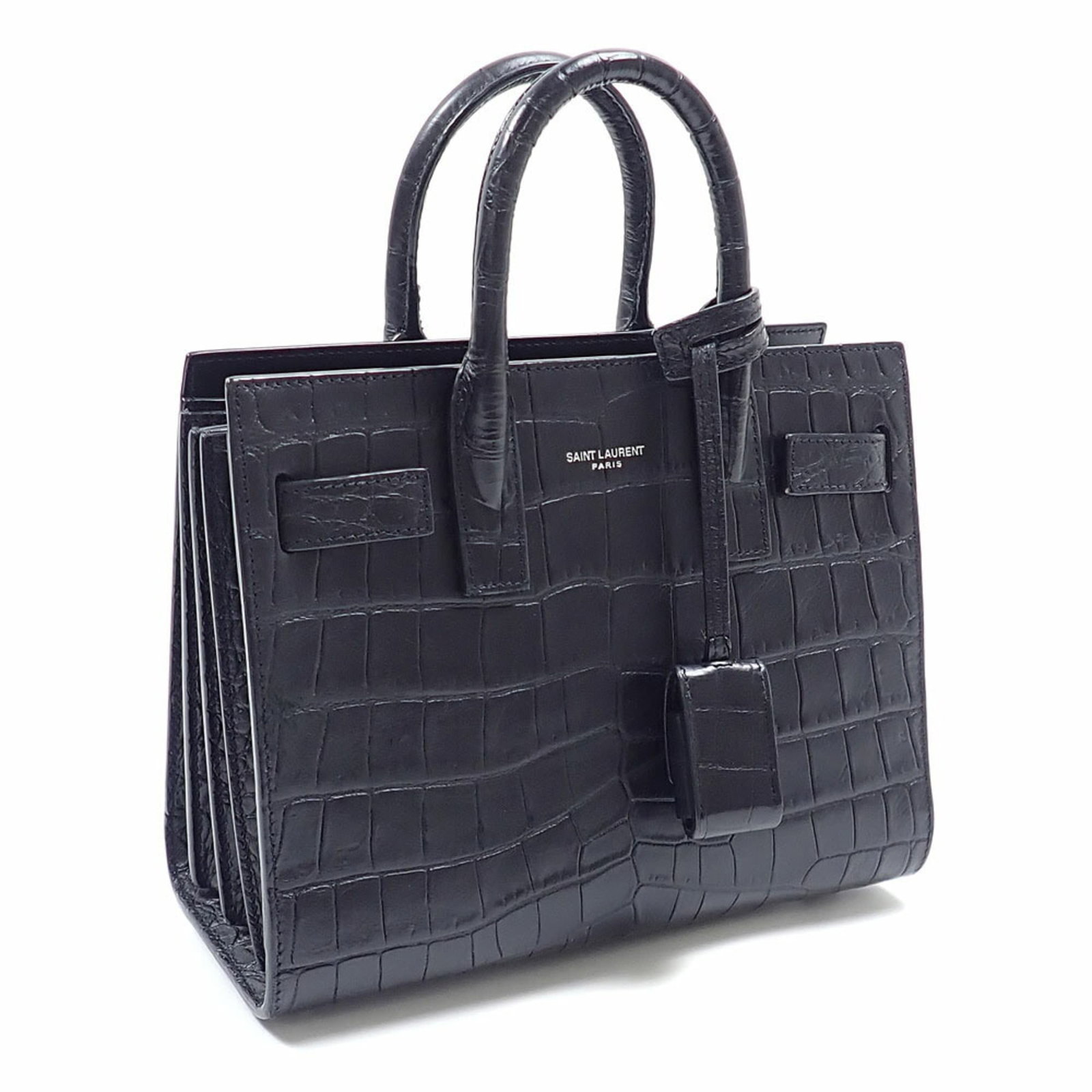 Saint Laurent leather handbag: Saint Laurent leather handbag Black embossed leather Saint Laurent handbag with dimensions 17cm x 22cm x 10.1cm, perfect for everyday use. This classic design features high-quality leather constructio