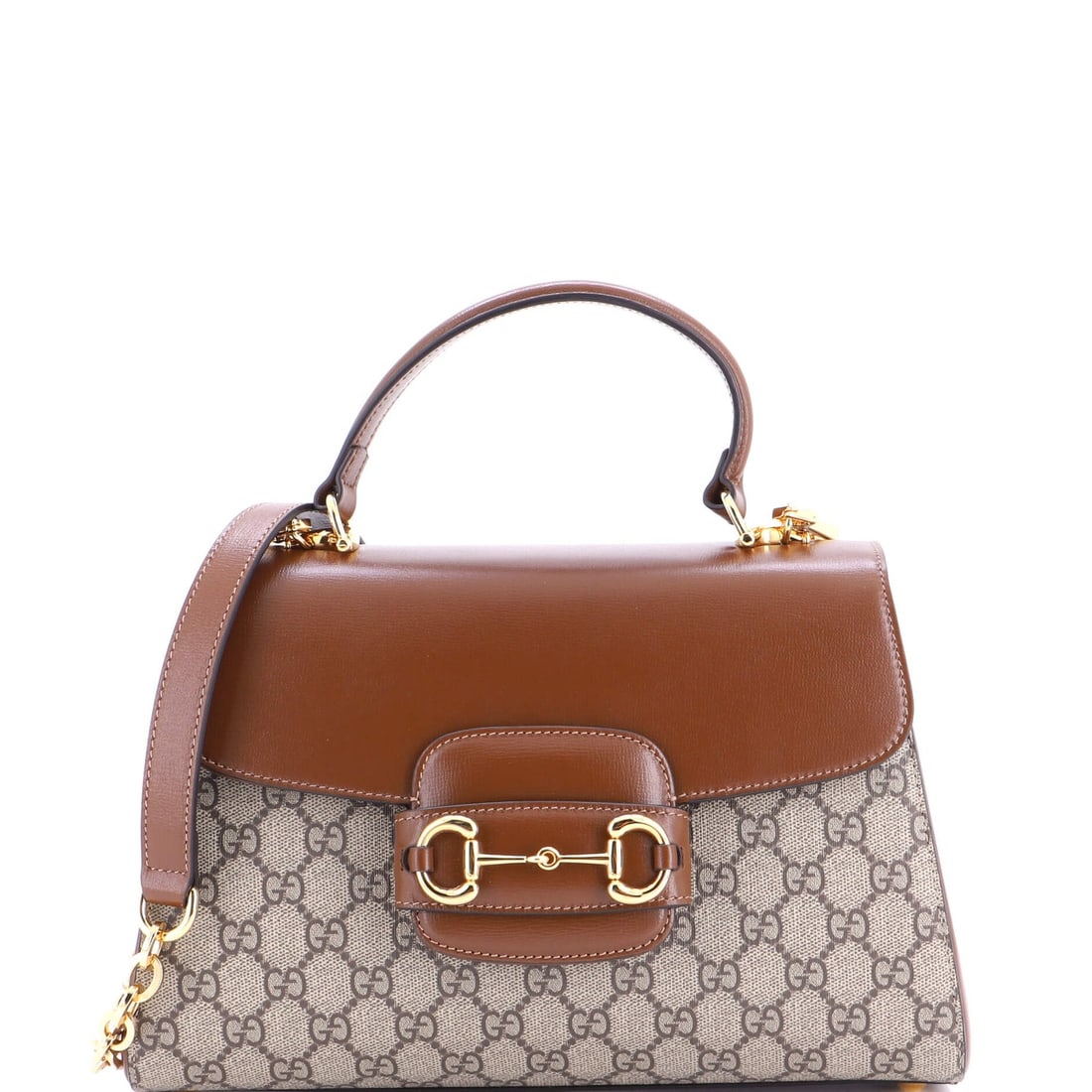 Gucci horsebit canvas leather bag flap top medium 1955 gg coated (1 of 6)