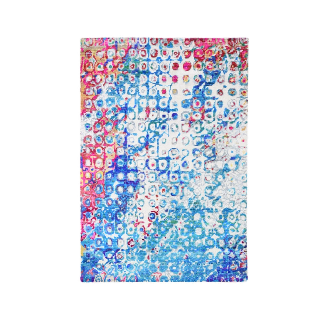 4'x6' THE PEACOCK Sari Silk Colorful Hand Knotted Oriental Rug (1 of 7)