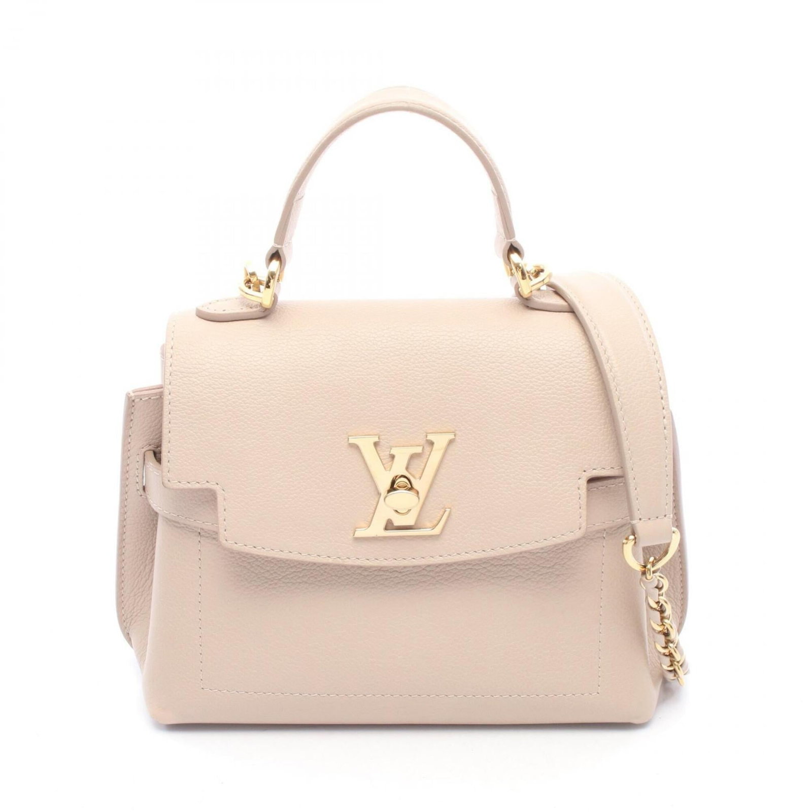Handbag Louis Vuitton Leather: Handbag Louis Vuitton Leather Beige Louis Vuitton Leather Handbag, measuring 17cm x 21cm x 10cm. This classic handbag features high-quality leather construction and a timeless design that exudes sophi