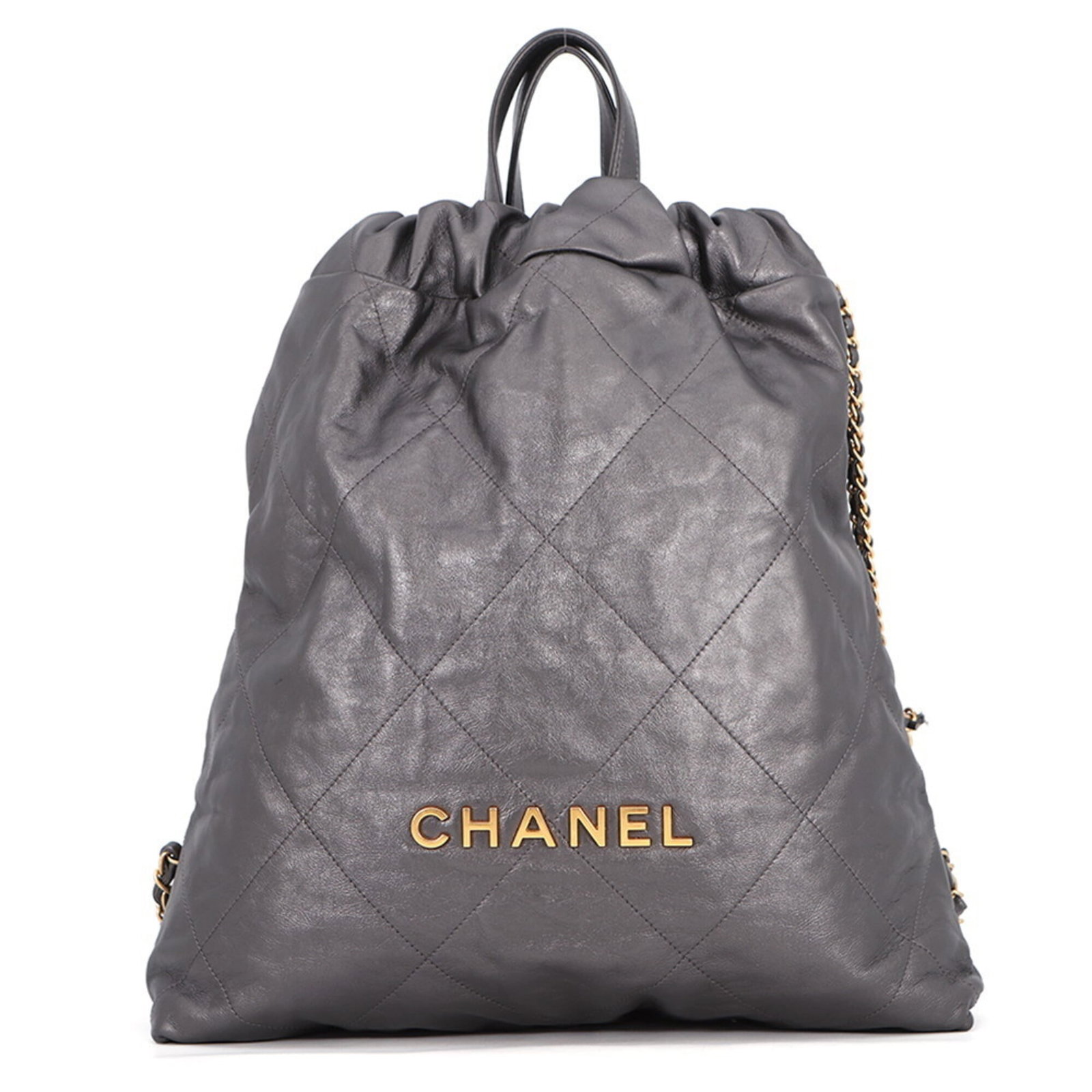 Chanel Handbag leather: Chanel Handbag leather Chanel's iconic handbag features high-quality calfskin leather in a timeless gray color, crafted with attention to detail and classic design. The bag measures 40cm x 34cm x 8cm,
