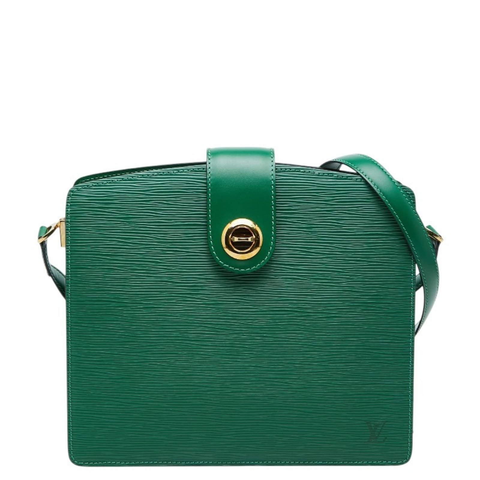 Louis Vuitton Shoulder Bag Leather: Louis Vuitton Shoulder Bag Leather Borneo green leather shoulder bag from Louis Vuitton, featuring the iconic monogram pattern. Measuring 23cm x 26cm x 4cm, this stylish accessory is designed to add