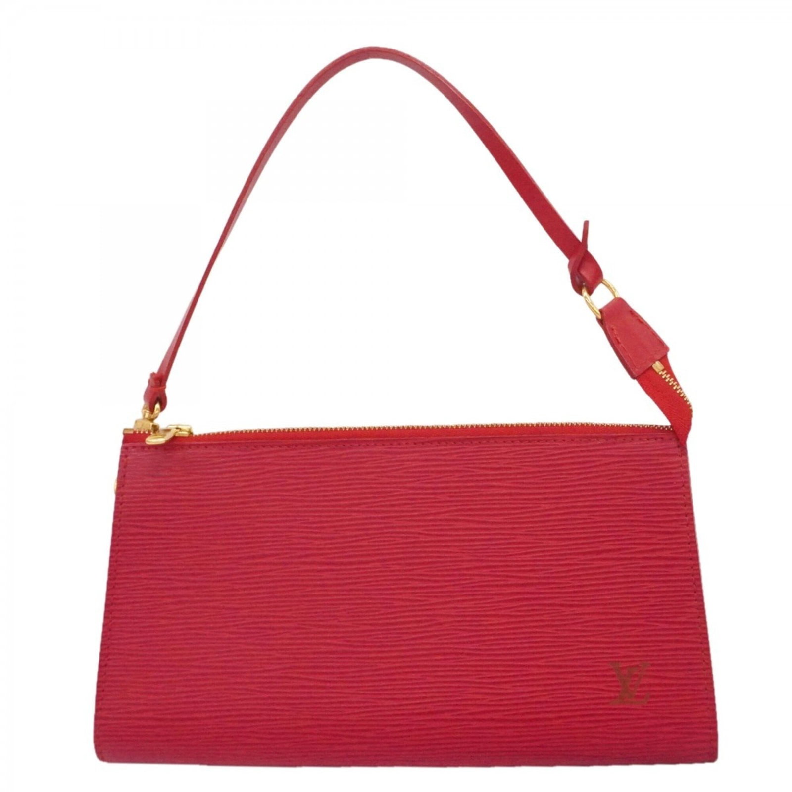 Louis Vuitton Pouch: Louis Vuitton Pouch Castilian red Louis Vuitton pouch with classic design and timeless elegance. Measuring 13cm x 24cm x 2cm, it's a stylish accessory perfect for everyday carry. This iconic piece fea