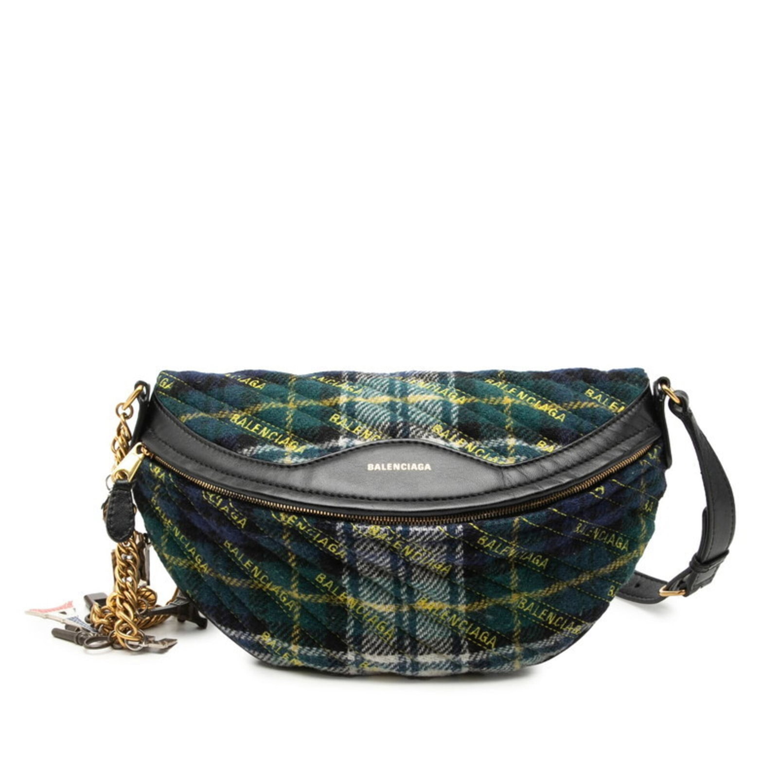 Pack sling wool leather bag fanny shoulder balenciaga: Pack sling wool leather bag fanny shoulder balenciaga Wool, leather, and vibrant multi-colors come together in this unique Balenciaga fanny pack. With its distinctive sling design and shoulder strap, 