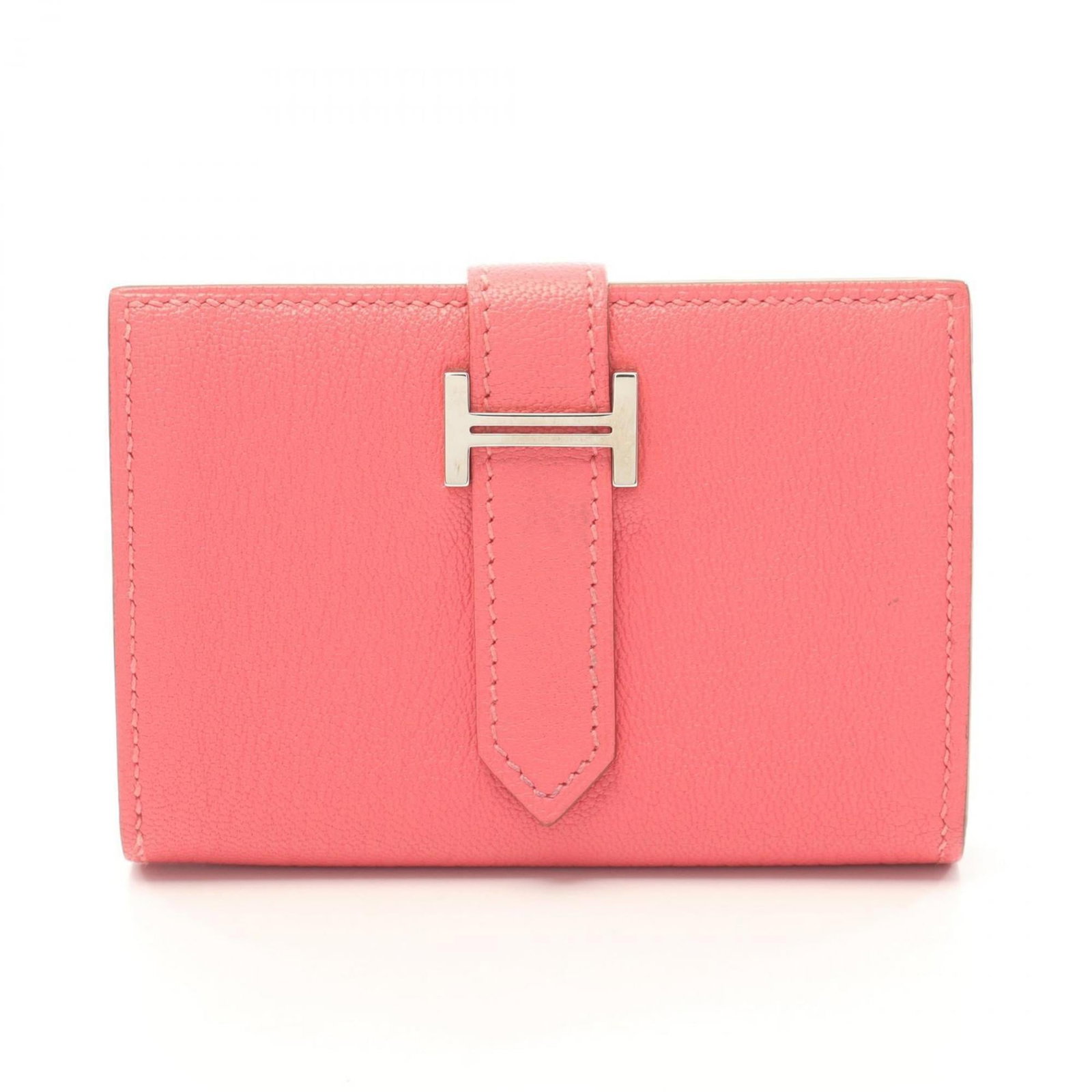 Chevre Leather Card Case by Hermes: Chevre Leather Card Case by Hermes Chevre leather card case by Hermes, featuring a soft pink Rose azalee hue and a compact size of 7cm x 10cm x 2cm. Made from high-quality chevre leather, this elegant