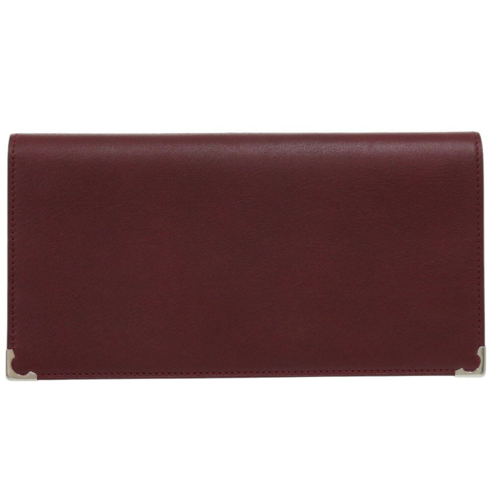 Long wallet leather bi-fold cartier: Long wallet leather bi-fold cartier Cartier's long wallet features a sleek bi-fold design made from high-quality calfskin leather. The Bordeaux and Red color options add a touch of sophistication to t