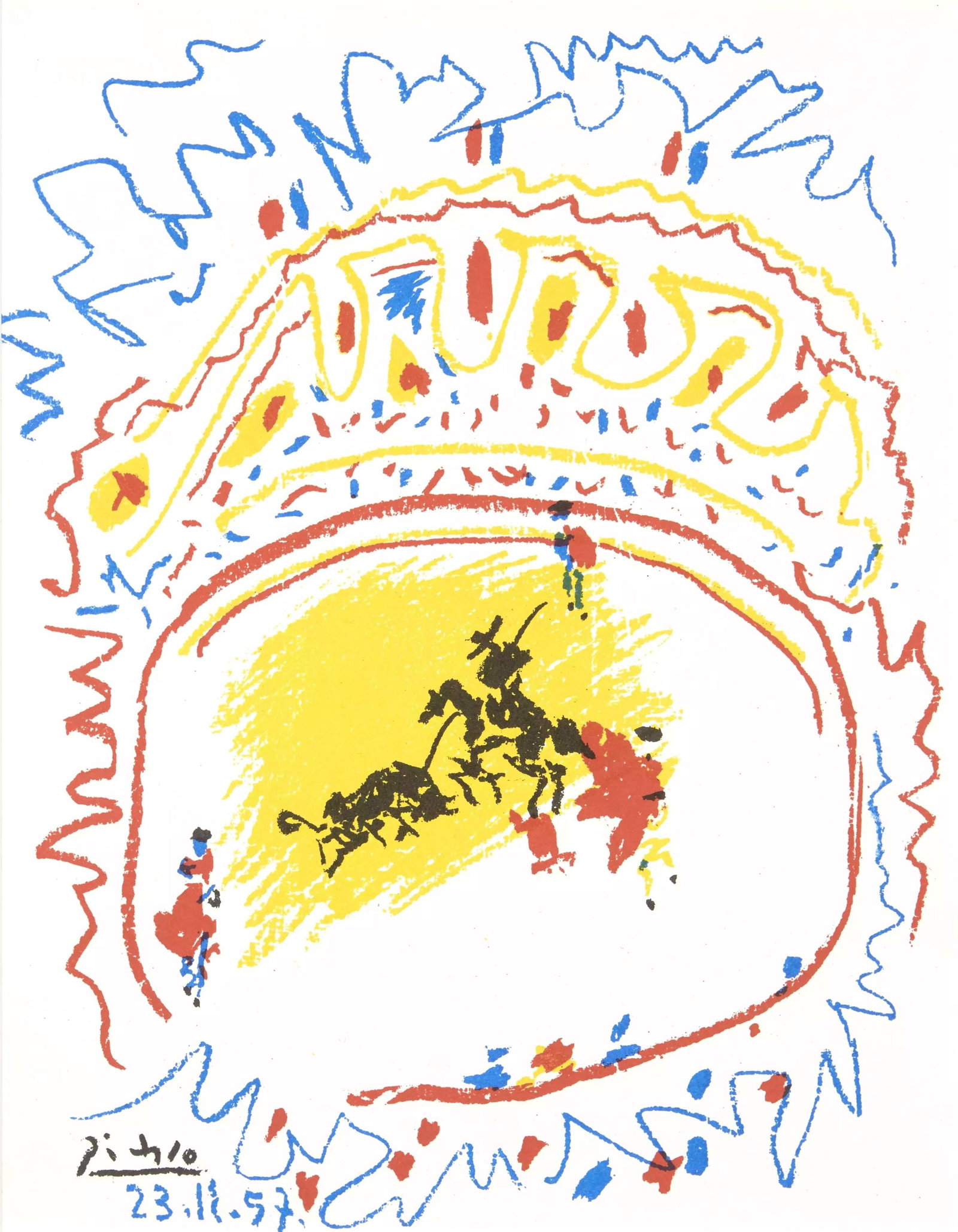 Pablo Picasso, Corrida (Cramer 92; Bloch 839; Mourlot 302), XXe sicle, Lithograph: Pablo Picasso, Corrida (Cramer 92; Bloch 839; Mourlot 302), XXe sicle, Lithograph Item Specifics: Paper Size: 12.5 x 9.75 inches. Excellent condition. Inscription: Unsigned and unnumbered, as issued. 
