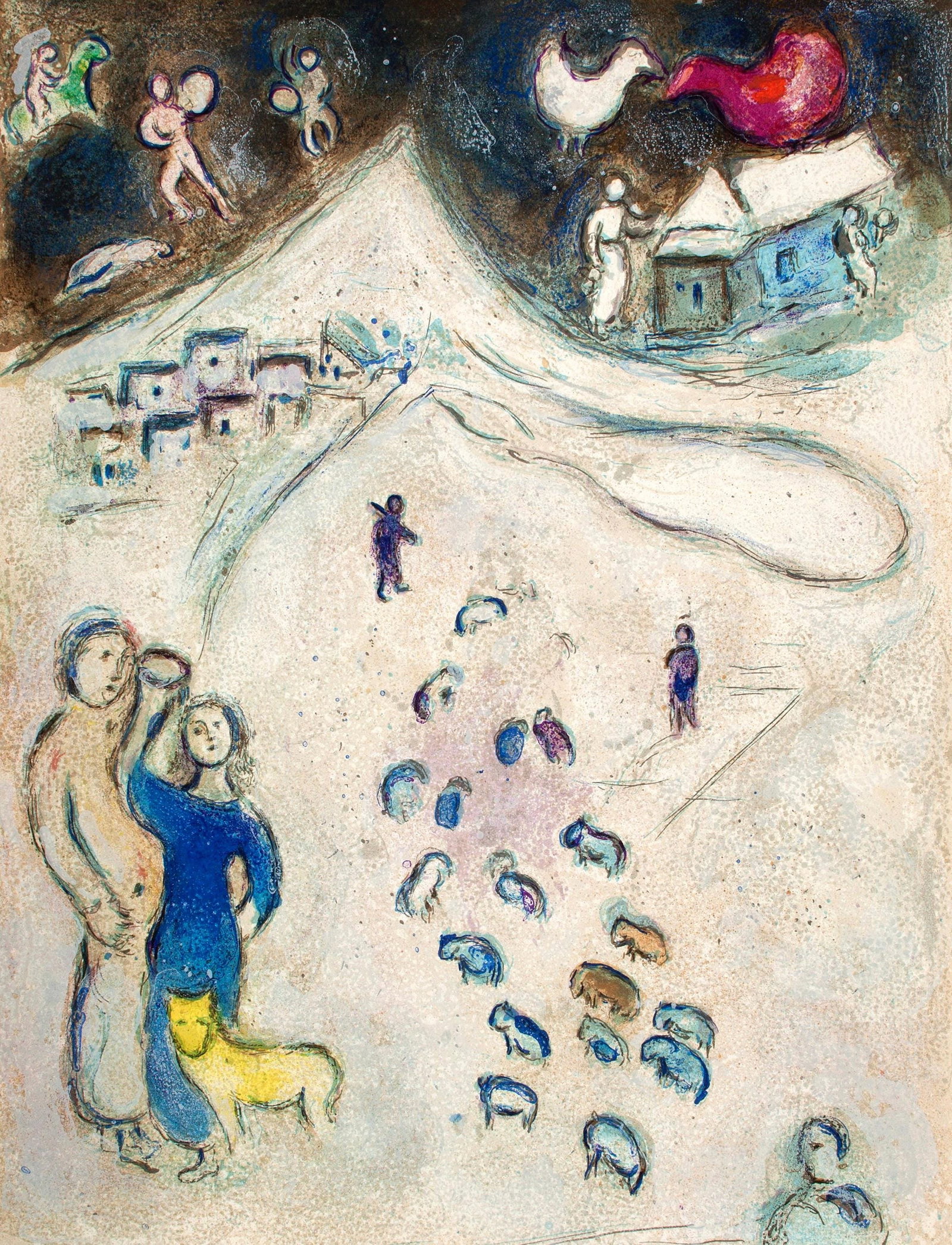 Marc Chagall, L'Hiver, Daphnis et Chlo, Hliogravure: Marc Chagall, L'Hiver, Daphnis et Chlo, Hliogravure Item Specifics: Paper Size: 12.5 x 9.5 inches. Inscription: Unsigned and unnumbered, as issued. Condition: Very good/excellent, consistent with age.