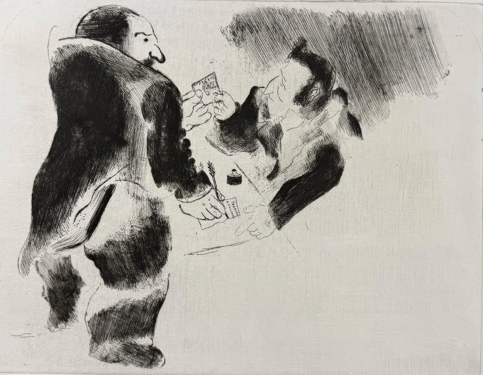 Marc Chagall, The Deposit, from Dead Souls, Etching, 19231927: Marc Chagall, The Deposit, from Dead Souls, Etching, 19231927 Item Specifics: This exquisite etching by Marc Chagall (18871985), titled Les Arrhes (The Deposit), originates from the celebrated folio N