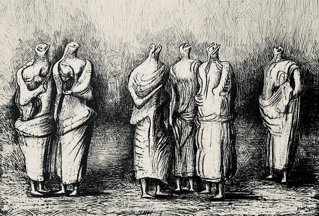 Henry Moore, Group of Draped Standing Figures, The Drawings of Henry Moore, Lithograph (1 of 8)