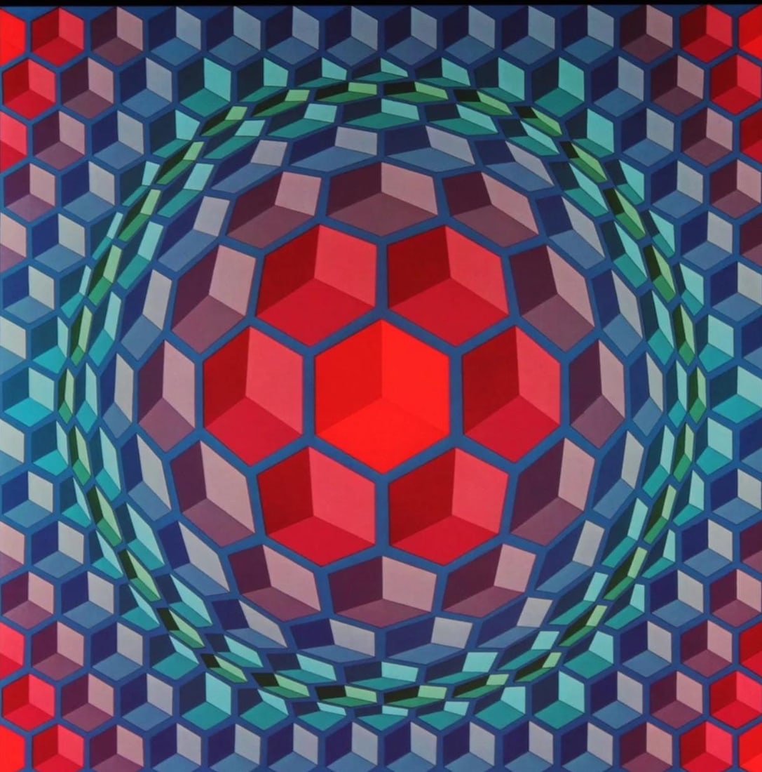 Victor Vasarely, Composition, Hexagone, Hliogravure: Victor Vasarely, Composition, Hexagone, Hliogravure Item Specifics: Paper Size: 11 x 11 inches. Excellent condition. Notes: From the folio, Hexagone, 1973. Published and printed by ditions du Griffon,