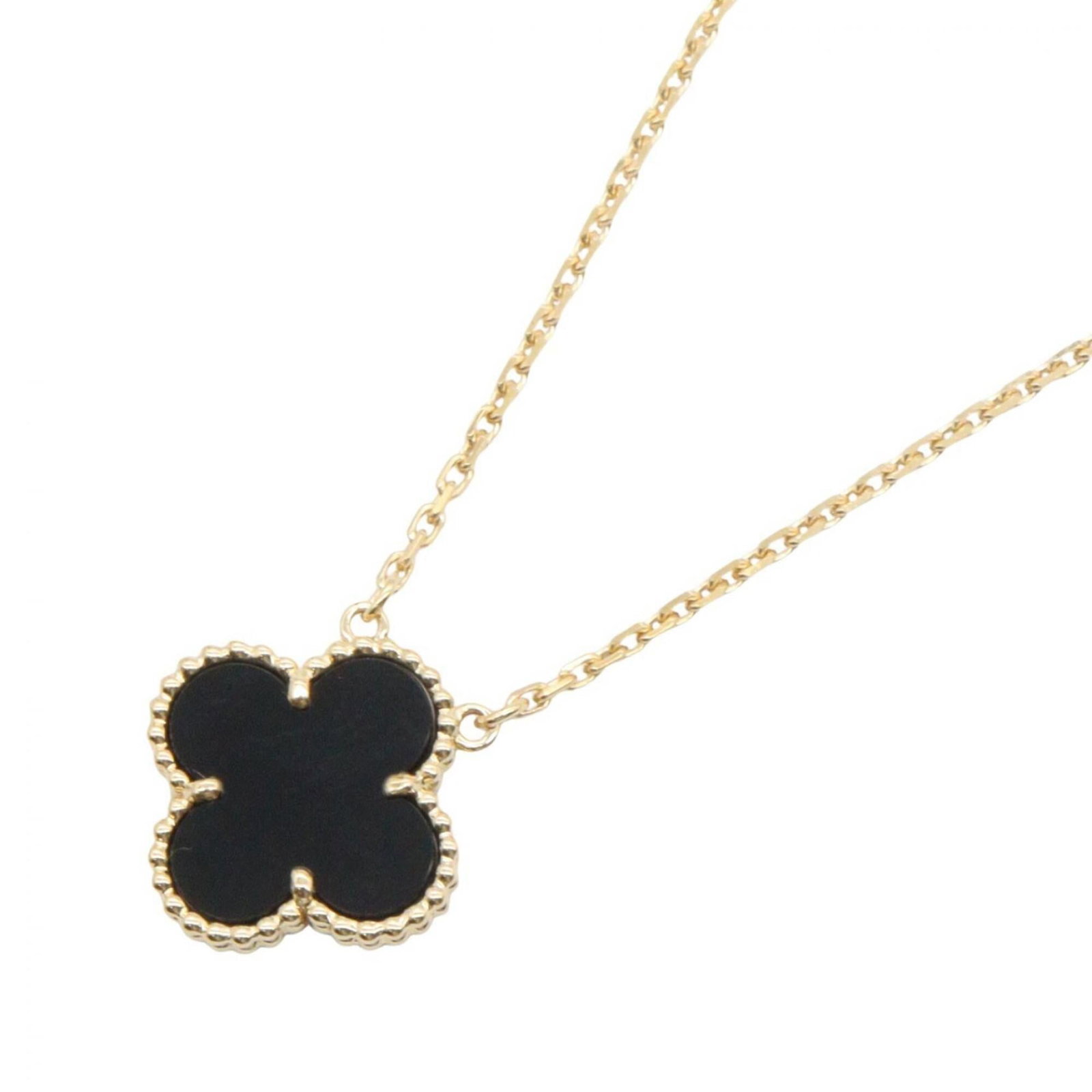 Van Cleef & Arpels Vintage Alhambra Onyx Necklace 18K (Yellow Gold) Onyx Women'S Gold/ Black: Van Cleef & Arpels Vintage Alhambra Onyx Necklace 18K (Yellow Gold) Onyx Women'S Gold/ Black Yellow gold (18K) Onyx Necklace with the iconic Alhambra design, a timeless Van Cleef & Arpels classic. The