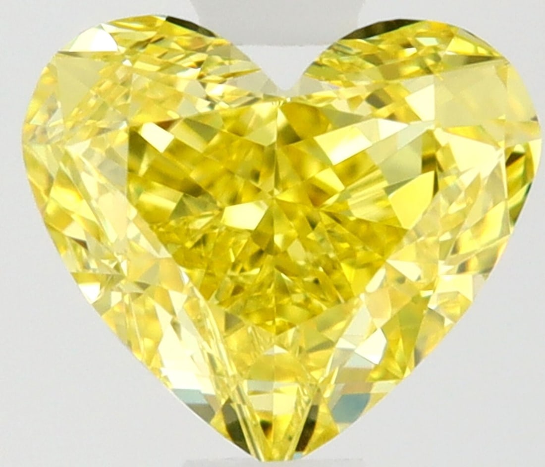 GIA Heart 0.42ct Fancy Intense Yellow VVS1 - Loose Natural Diamond: GIA Heart 0.42ct Fancy Intense Yellow VVS1 - Loose Natural Diamond GIA certified, this loose natural diamond boasts an impressive Fancy Intense Yellow color and exceptional clarity, graded VVS1. Measu