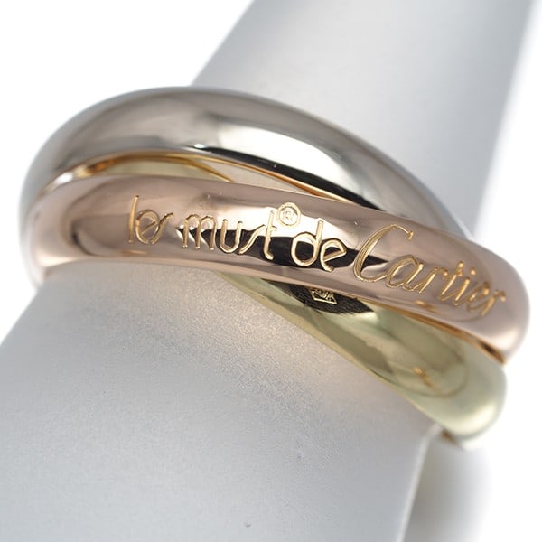 Yellow Rose Gold White Classic 18K Cartier Ring 3Color Eu51: Yellow Rose Gold White Classic 18K Cartier Ring 3Color Eu51 Yellow Rose Gold White Classic Cartier Ring - A Timeless Multi-Tone Masterpiece. This exquisite 18k yellow, white, and rose gold ring boasts