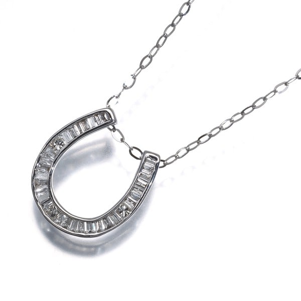 Diamond 0.20Ct Horseshoe Necklace 18K 750 White Gold (1 of 4)