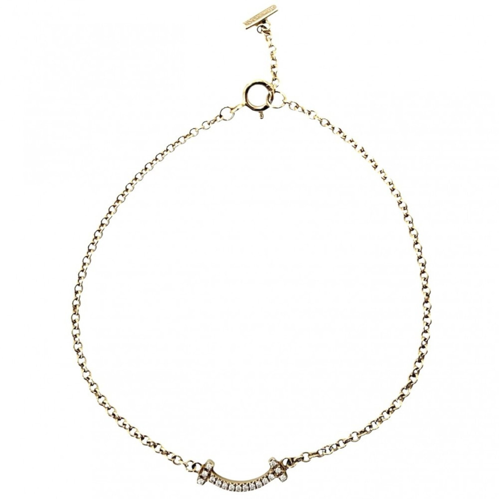 Pink Gold 18K Tiffany Charm Bracelet: Pink Gold 18K Tiffany Charm Bracelet Pink gold 18K Tiffany charm bracelet, featuring the iconic brand's signature style. This 16cm long charm bracelet boasts a beautiful pink gold finish, making it a