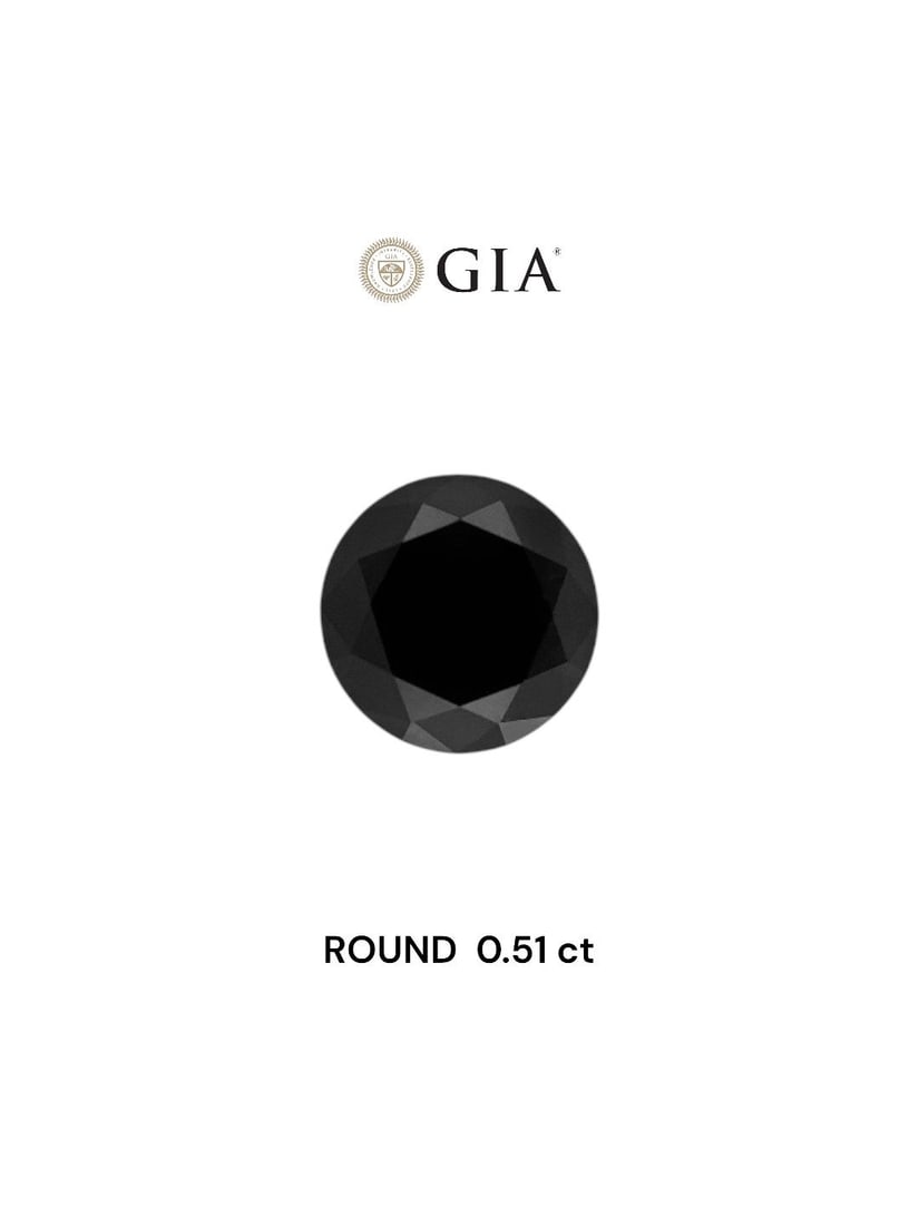 GIA Round 0.51ct Fancy Black VVS2 - Loose Natural Diamond: GIA Round 0.51ct Fancy Black VVS2 - Loose Natural Diamond The GIA Round diamond boasts an impressive 0.51 carats in its Fancy Black color, showcasing exceptional clarity with a VVS2 grade and EX polis