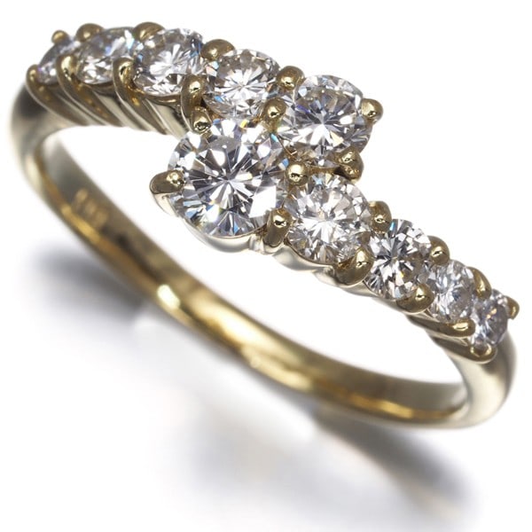 Diamond 1.02Ct 10P Ring 18K 750 Yellow Gold (1 of 6)