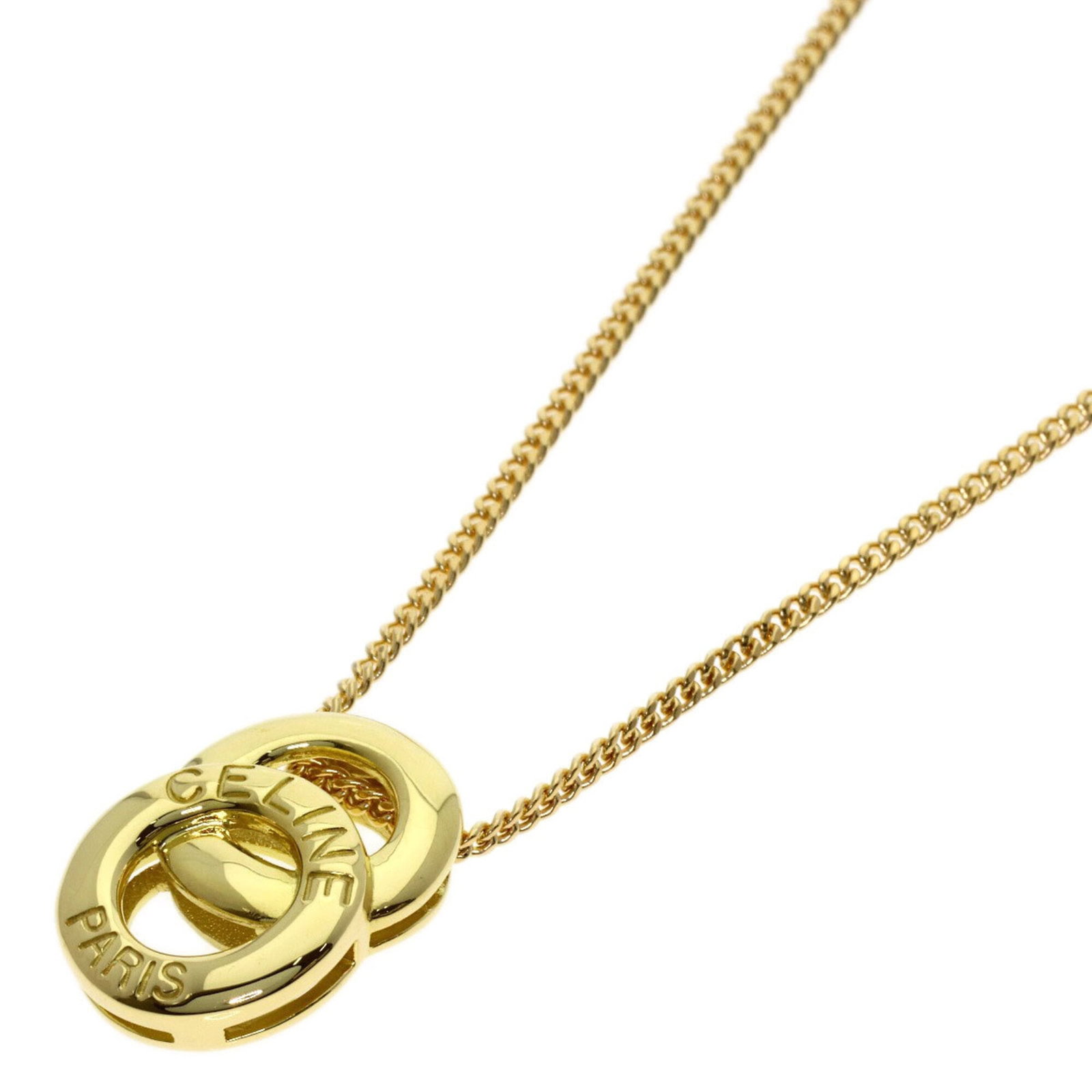 Women's Necklace Gold Yellow 18k Circle Double Celine: Women's Necklace Gold Yellow 18k Circle Double Celine Women's Necklace in 18k Yellow Gold Circle Pendant with Double Celine Design, featuring a sturdy yellow gold (18K) construction and a comfortable 
