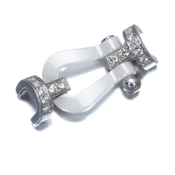 Fred Buckle For Bracelet Diamond Force 10 Lm 18K 750 White Gold/ Ceramic (1 of 3)