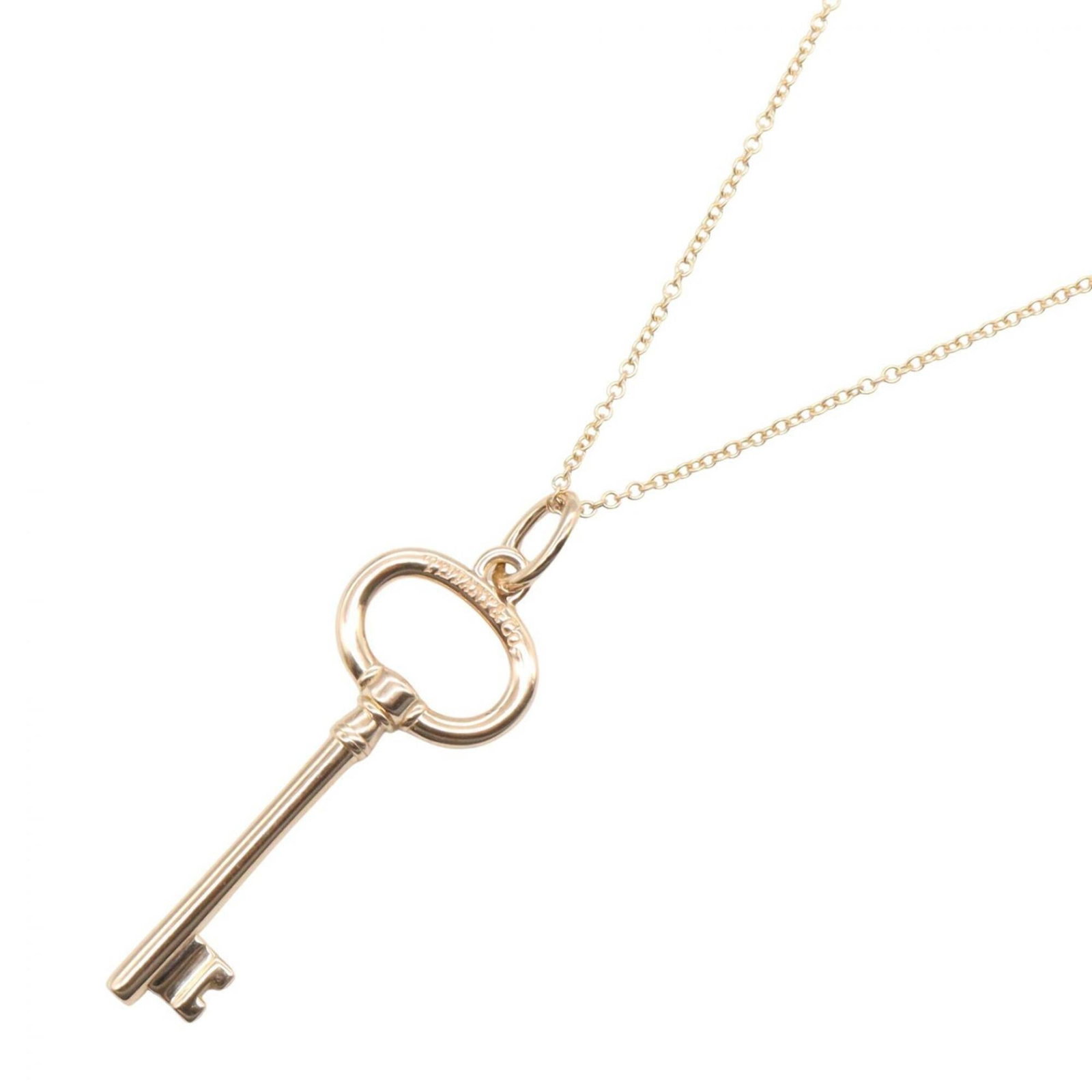 Tiffany & Co. Oval Key Necklace 18K Pink Gold (Pg) Women'S Jewelry Tone: Tiffany & Co. Oval Key Necklace 18K Pink Gold (Pg) Women'S Jewelry Tone The Tiffany & Co. Oval Key Necklace in 18K pink gold boasts a sleek, oval-shaped pendant with a subtle key design, adding a touc