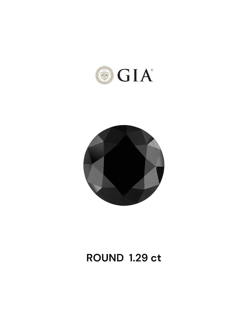 GIA Round 1.29ct Fancy Black VVS2 - Loose Natural Diamond: GIA Round 1.29ct Fancy Black VVS2 - Loose Natural Diamond The GIA Round diamond boasts exceptional clarity and color, with a Fancy Black VVS2 rating and EX polish. Its precise cut and symmetry make