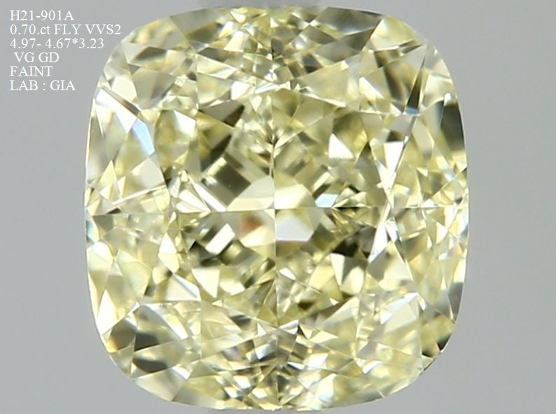 GIA Cushion Brilliant 0.7ct Fancy Light Yellow VVS2 - Loose Natural Diamond: GIA Cushion Brilliant 0.7ct Fancy Light Yellow VVS2 - Loose Natural Diamond GIA-certified, this 0.7ct Fancy Light Yellow VVS2 diamond boasts exceptional clarity and color, making it a standout among