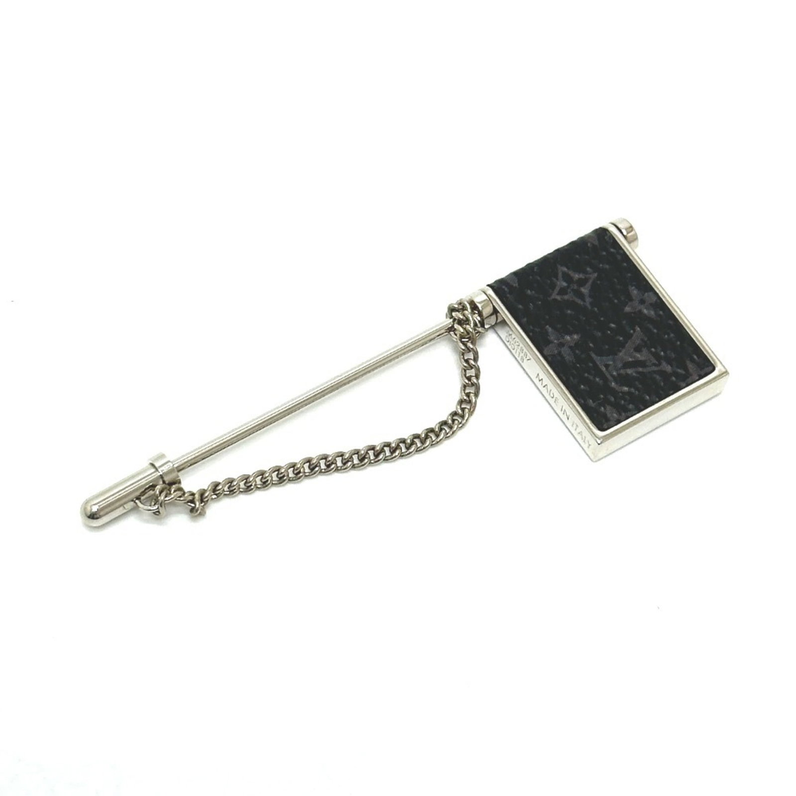 Louis Vuitton Eclipse Pin Monogram: Louis Vuitton Eclipse Pin Monogram The Louis Vuitton Eclipse Pin Monogram is a sleek and sophisticated accessory, featuring the iconic Monogram Eclipse design in black. This pin brooch measures 6.5cm 