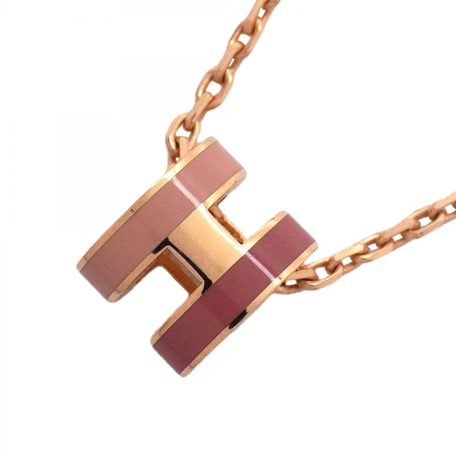 Hermes Mini Pop H Rocabar Necklace Gp Plated Pink Gold Women'S Op003898: Hermes Mini Pop H Rocabar Necklace Gp Plated Pink Gold Women'S Op003898 Gold plating, pink, and pink gold details make this Hermes Mini Pop H Rocabar Necklace stand out. Measuring 40 cm in