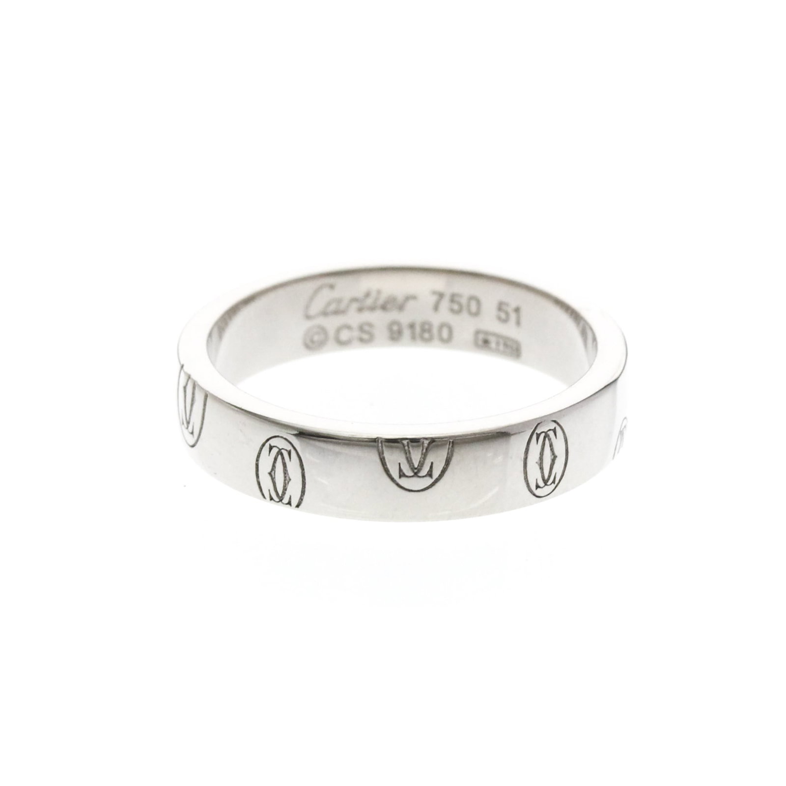Cartier Band Ring White Gold (18K): Cartier Band Ring White Gold (18K) Cartier's iconic Happy Birthday ring features a sleek band design in white gold, crafted with 18K purity. This elegant piece measures 51 US size and 4mm in width,
