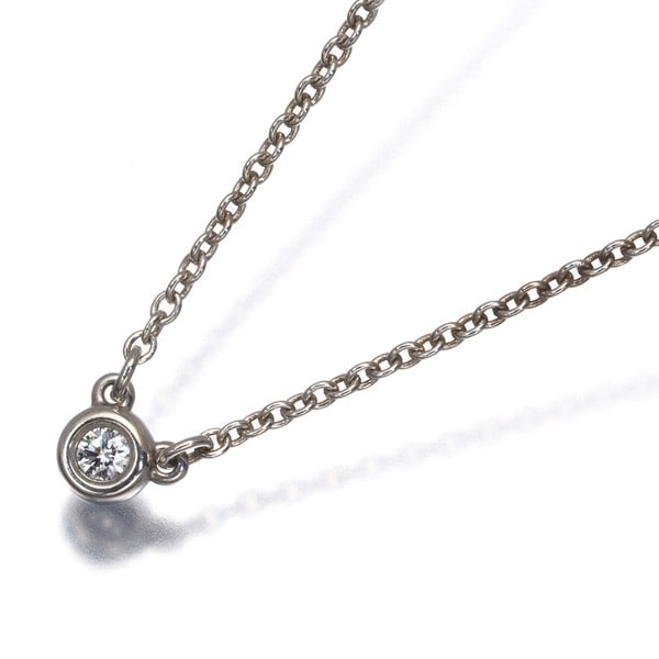 Tiffany&Co. Necklace Diamond 0.03Ct By The Yard 925 Sterling Silver: Tiffany&Co. Necklace Diamond 0.03Ct By The Yard 925 Sterling Silver Tiffany & Co. Necklace features a natural diamond pendant, approximately 0.03ct in carat weight, suspended from a sterling silver ch