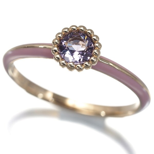 Jewelry Ring Amethyst Solitaire Star Milgrain YG/ 10k US5 Enamel (1 of 5)