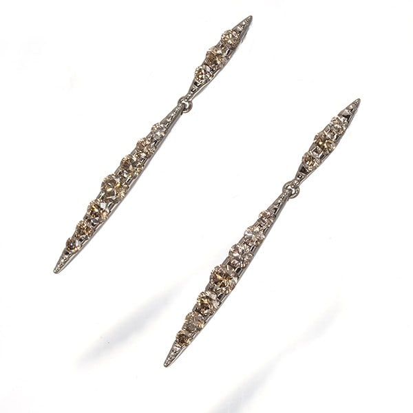 Brown Diamond 1.00ct Earrings Naked 18k Gold 750 Brown (1 of 5)