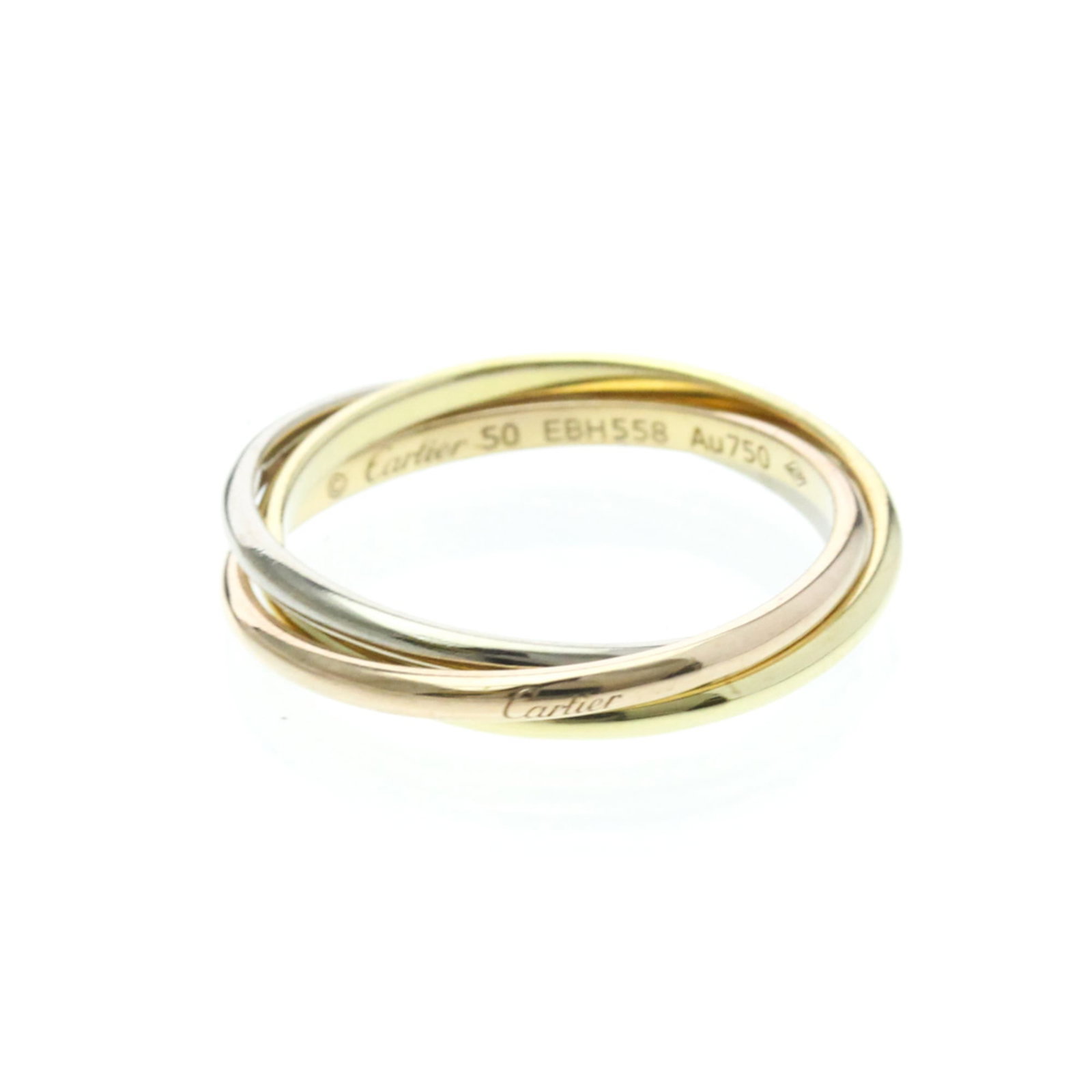 Pink Gold 18K Cartier Band Ring Yellow White: Pink Gold 18K Cartier Band Ring Yellow White Pink gold, white gold, and yellow gold come together in this elegant Cartier band ring, crafted from 18K metal. The subtle combination of these precious