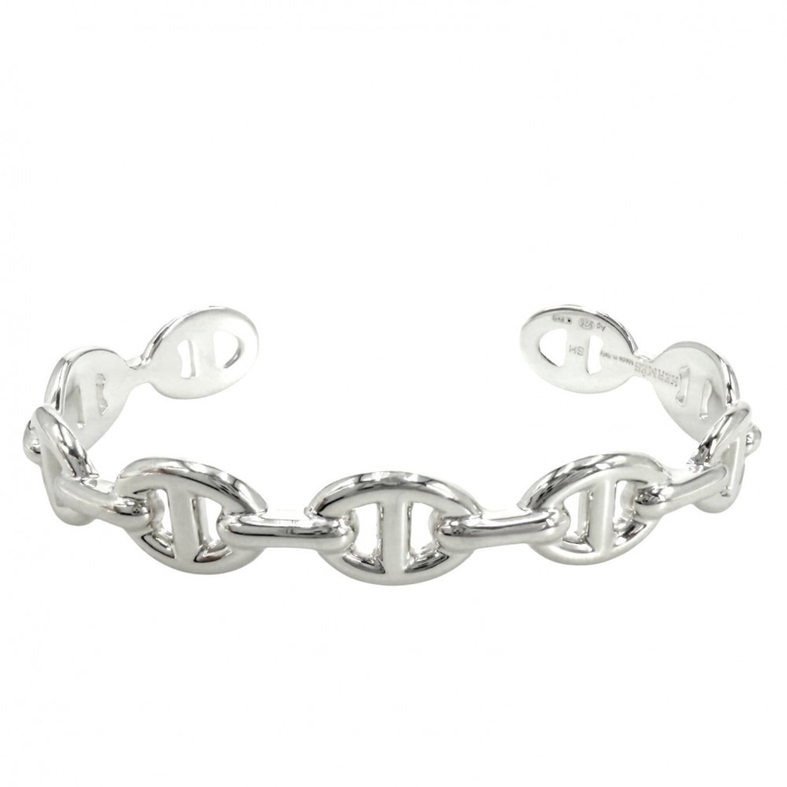 Hermes bangle silver 925: Hermes bangle silver 925 Silver bangle from Hermes, made from 925 sterling silver, measures 15cm-18cm in length. This bangle features a classic design that adds a touch of elegance to any outfit. Its 