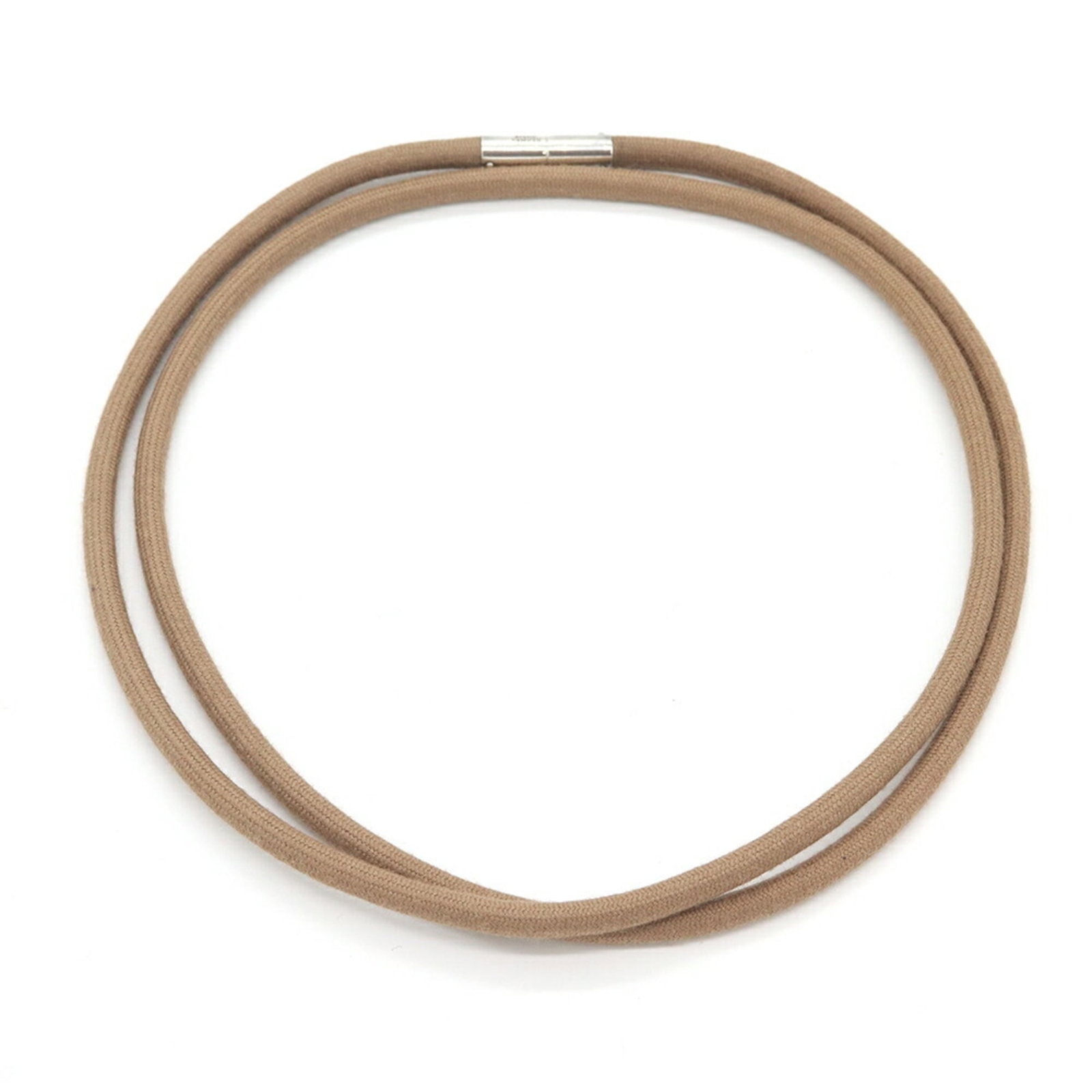 Hermes Choker Long Greige Sterling Silver 925 Cotton Necklace Pendant Women'S. (1 of 6)