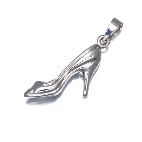 Pendant High Heel White Gold 750 18K Unoaerre: Pendant High Heel White Gold 750 18K Unoaerre White Gold Pendant with Elegant Design, featuring a sleek and modern design size of 20.4 x 10.2mm, suspended from a bail with an inner diameter of 4.5 x 3