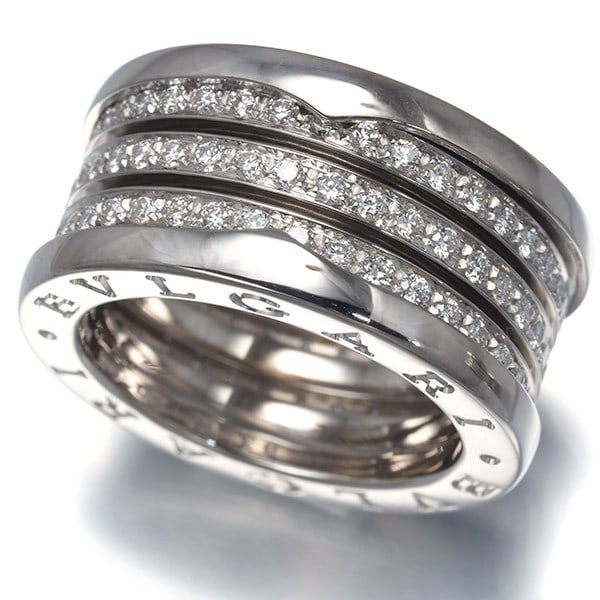 Bvlgari Ring Diamond B.Zero1 4-Band Full Eternity Eu53 18K 750 White Gold: Bvlgari Ring Diamond B.Zero1 4-Band Full Eternity Eu53 18K 750 White Gold BVLGARI's Diamond B.Zero1 ring boasts an elegant 4-band full eternity design in 18k white gold, set with a stunning natural