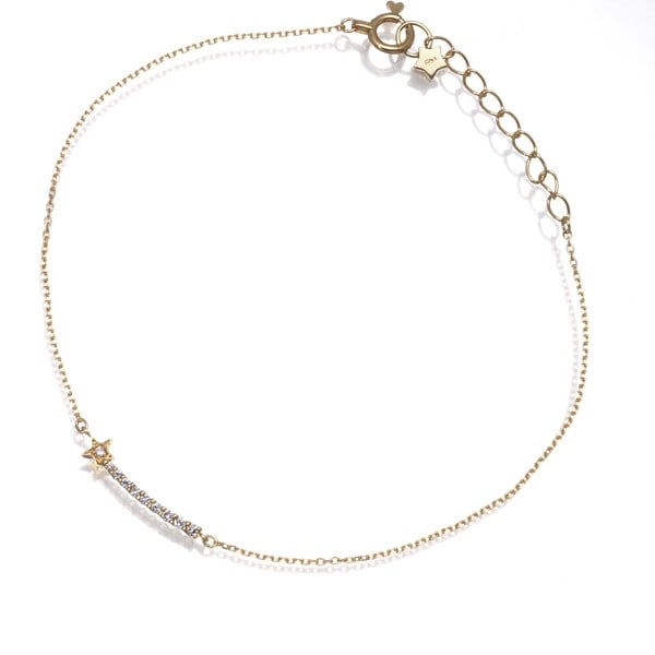 Star Jewelry Bracelet Diamond 0.04Ct Star 18K 750 Yellow Gold (1 of 4)