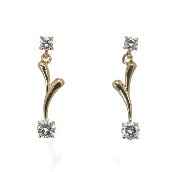 Diamond 0.39Ct Drop 2P Earrings 18K 750 Yellow Gold: Diamond 0.39Ct Drop 2P Earrings 18K 750 Yellow Gold 18k yellow gold drop earrings feature a natural diamond weighing 0.39ct, set in a design size of 18.2 x 5.4mm. The earrings are crafted from high-qu