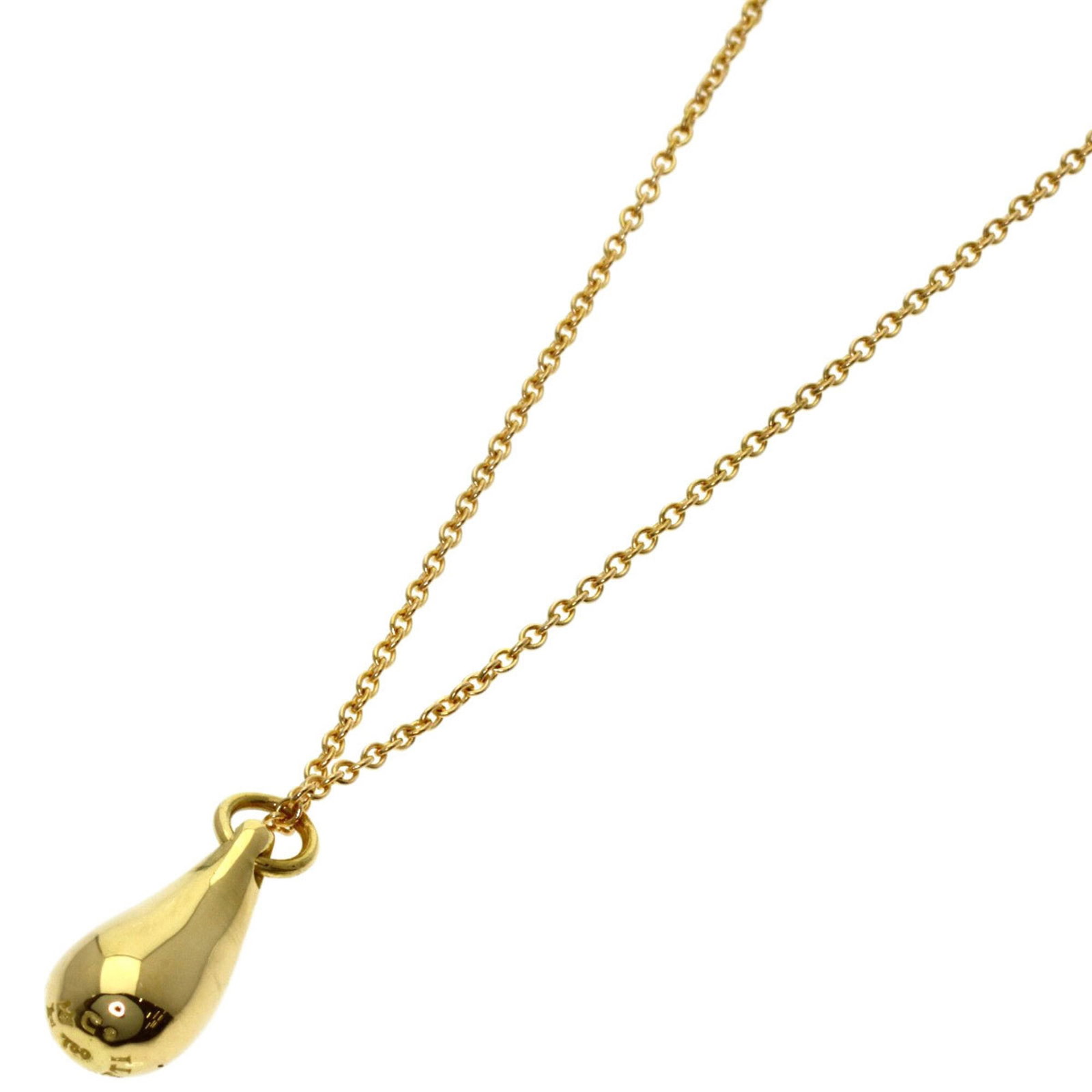 Women's 18k Yellow Gold Teardrop Necklace by Tiffany & Co.: Women's 18k Yellow Gold Teardrop Necklace by Tiffany & Co. 18k Yellow Gold Teardrop Necklace by Tiffany & Co. features a pendant measuring 12.8mm x 6.3mm, suspended from a chain with a neck