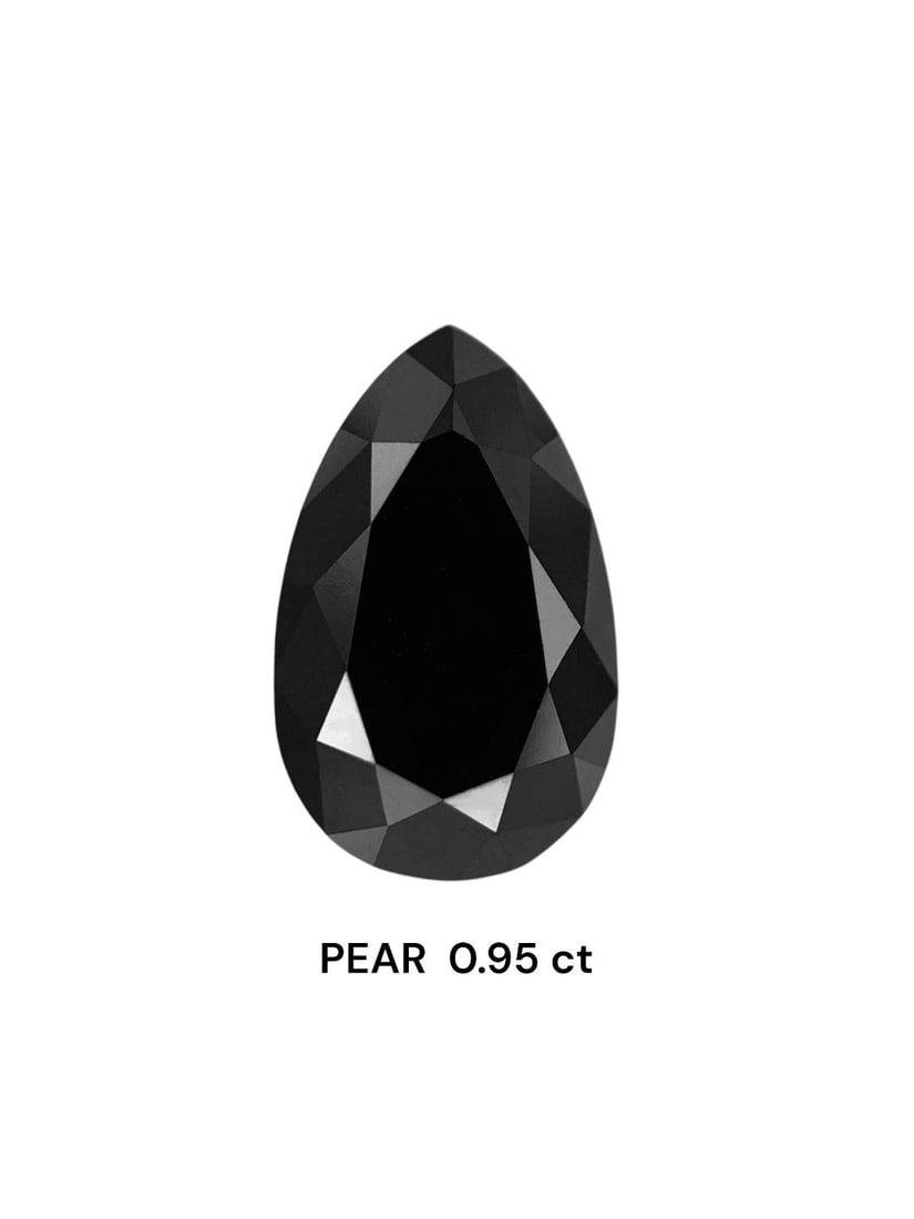 Pear 0.95ct Fancy Black VVS2 - Loose Natural Diamond: Pear 0.95ct Fancy Black VVS2 - Loose Natural Diamond The 0.95ct Fancy Black VVS2 is a rare and exceptional natural diamond, boasting an EX polish and symmetry, and certified with no documentation. Its