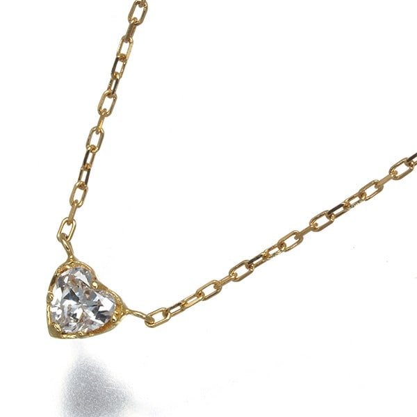 Diamond Necklace Priere Heart-Shaped 18K 750 Yellow Gold: Diamond Necklace Priere Heart-Shaped 18K 750 Yellow Gold 18k yellow gold necklace with a heart-shaped pendant featuring a natural diamond. The necklace measures 36-40cm in length and the pendant