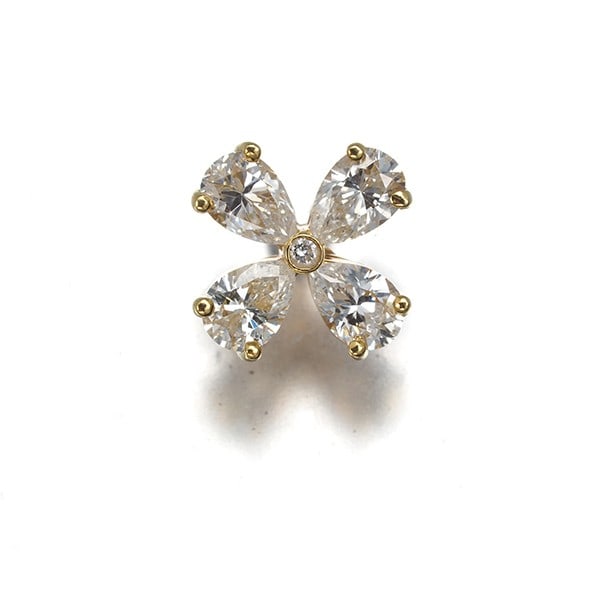 Harry Winston Single Earring Diamond Pear-Shaped Flower 18K Yg: Harry Winston Single Earring Diamond Pear-Shaped Flower 18K Yg Single earring featuring a natural, pear-shaped diamond in flower style stud design. Crafted from 18K yellow gold, this piece boasts a de