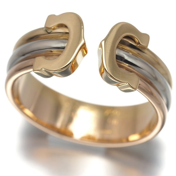 Cartier Ring 2C Double C C2 3Color Sm Eu50 18K Yg/ Wg/ Rg (1 of 6)