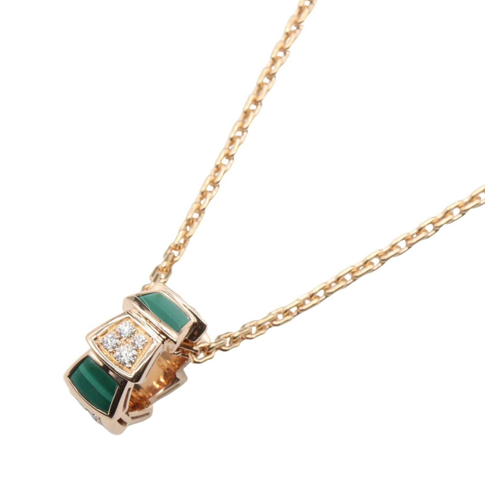 Bvlgari Serpenti Malachite Diamond Necklace 18Kpg (Pink Gold) Diamond Malachite Women'S Gold Tone: Bvlgari Serpenti Malachite Diamond Necklace 18Kpg (Pink Gold) Diamond Malachite Women'S Gold Tone Pink gold (18K) Bvlgari Serpenti Malachite Diamond Necklace boasts clear, green, and pink stones set a