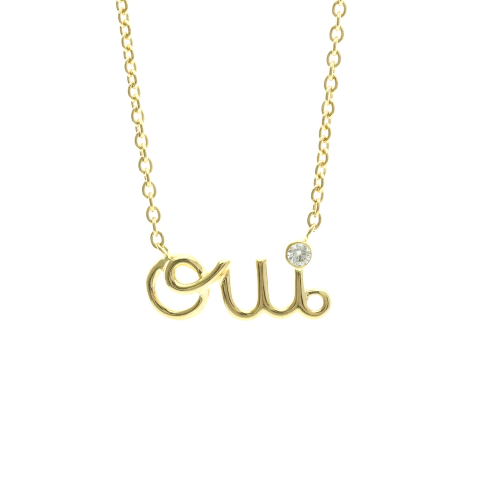 Christian Dior Amour Yellow Gold (18K) Diamond Menwomen Fashion Pendant Necklace (Gold): Christian Dior Amour Yellow Gold (18K) Diamond Menwomen Fashion Pendant Necklace (Gold) 18K yellow gold Dior Amour necklace boasts a striking diamond pendant, weighing 3.7g and set against a sleek bac