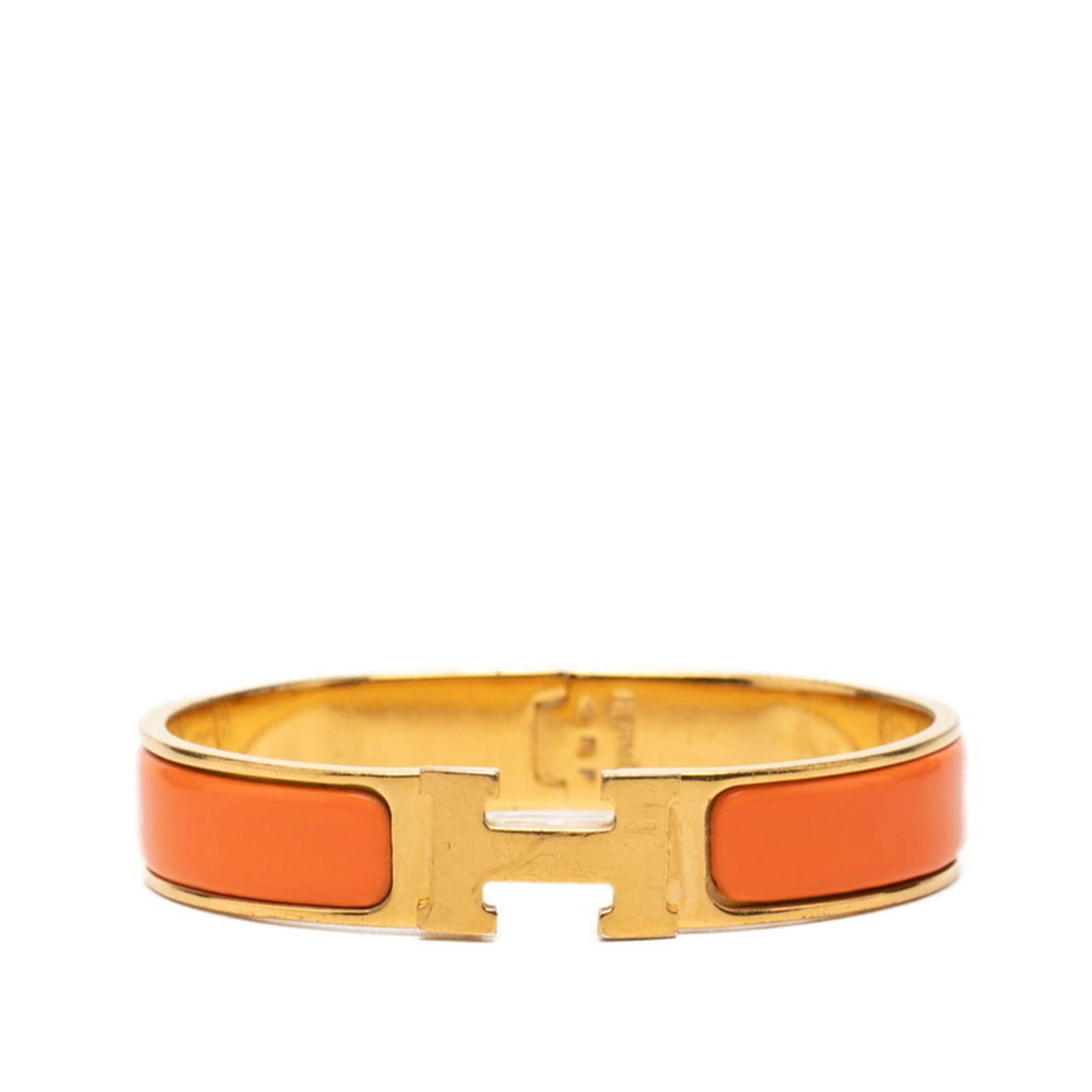 Hermes Charm Bracelet Enamel Gold Plating: Hermes Charm Bracelet Enamel Gold Plating Enamel gold plating gives this Hermes charm bracelet its luxurious touch, while the 16cm length provides a comfortable fit. The vibrant orange hue adds a pop 